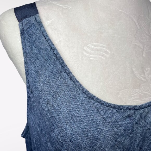 Raw Hem Chambray Dress Blue Denim Look Sleeveless Tank Style Size Large - Picture 3 of 8